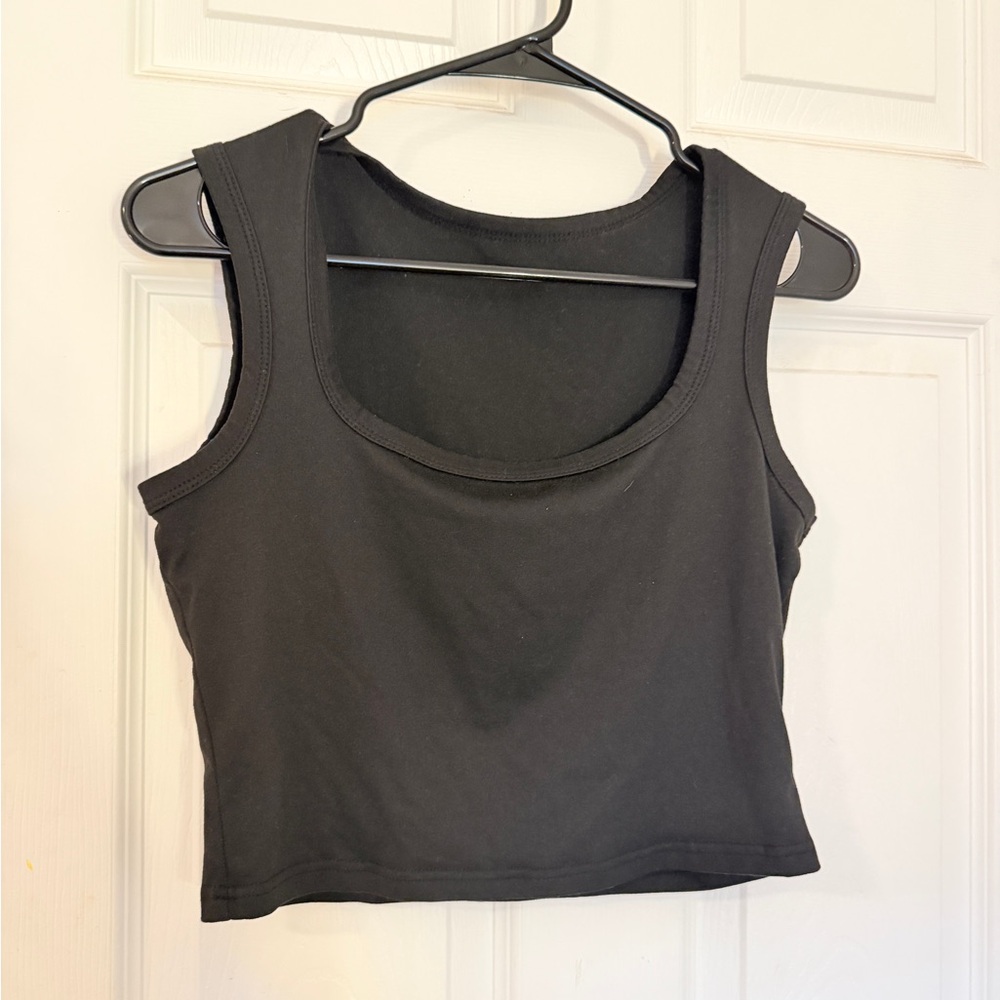 Black Cropped Square neck top